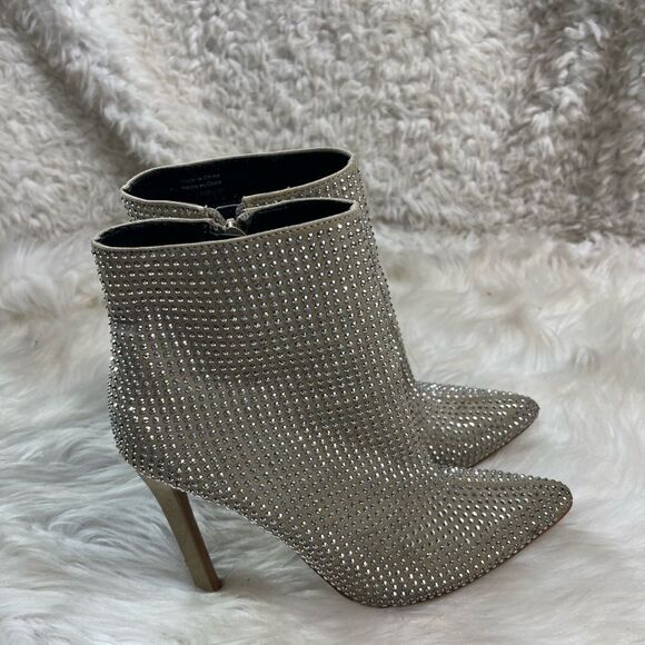 Aldo synthetic leather khaki rhinestones embellished ankle boots heels SZ6.6 - Picture 1 of 9